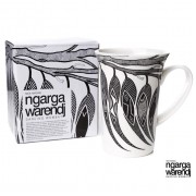 Aboriginal Art | Mug | Dancing Wombat | Gum Leaf